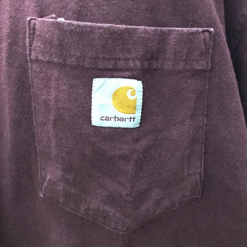カーハート Carhartt カットソー 長袖 長袖カットソー クルーネックカットソー ロングスリーブカットソー プリントTシャツ XL ロゴ、文字 えんじ / ワインレッド /  メンズ USED 古着 中古 10118678