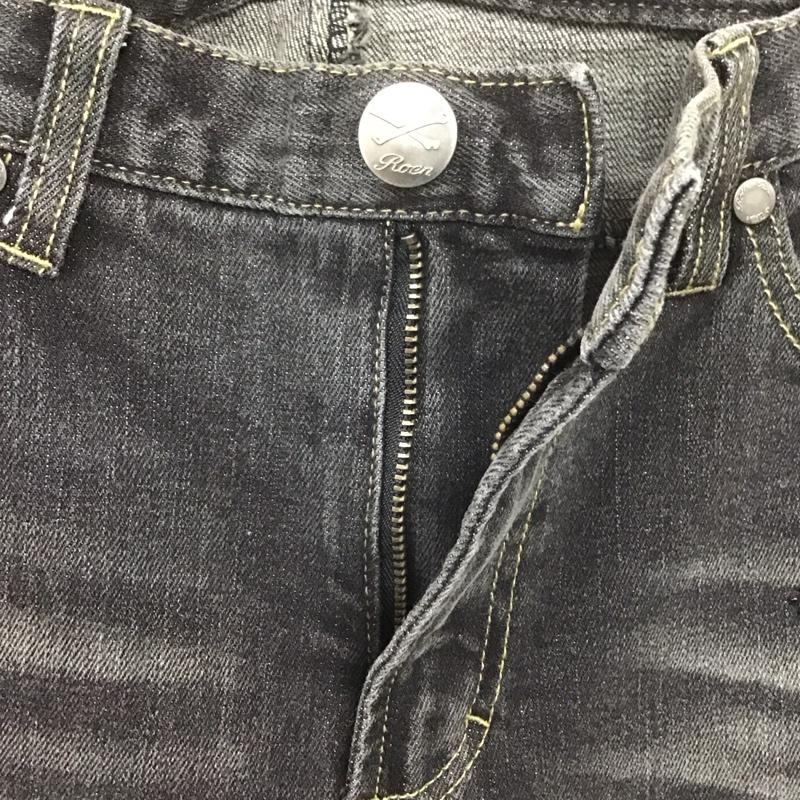ロエン ROEN パンツ デニム、ジーンズ デニムパンツ ダメージ加工ジーンズ ワイドパンツ ストレートパンツ ワークパンツ L ダメージ加工 黒 / ブラック /  メンズ USED 古着 中古 10107777