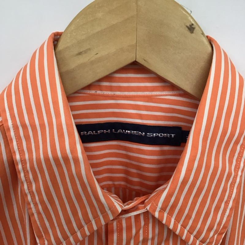 ラルフローレンスポーツ RALPHLAURENSPORT シャツ、ブラウス 長袖 8 ストライプ 白 / ホワイト / X 橙 / オレンジ /  レディース USED 古着 中古 10150833