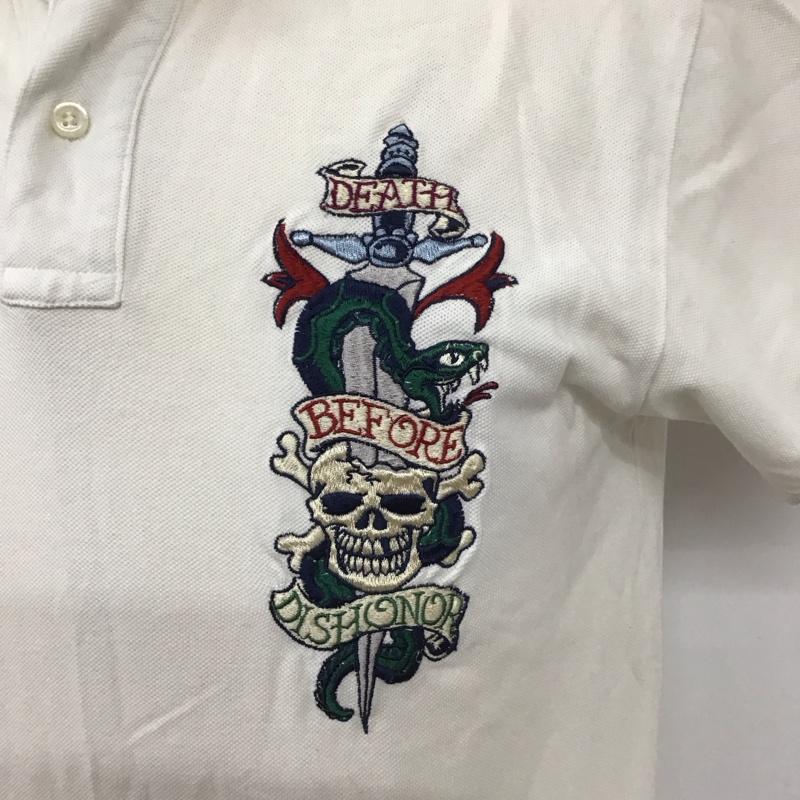 トウヨウエンタープライズ 東洋エンタープライズ ポロシャツ 半袖 半袖ポロシャツ カラーシャツ 半袖カットソー プリント 白 / ホワイト /  メンズ USED 古着 中古 10112816