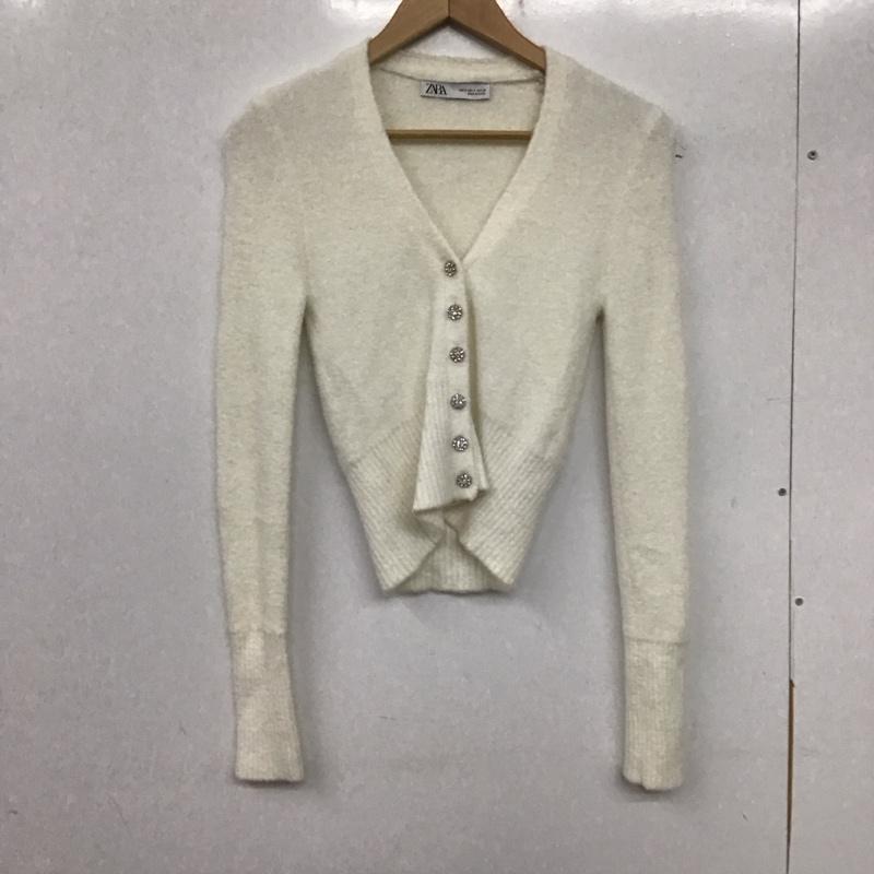 ザラ ZARA カーディガン 長袖 S 無地 白 / ホワイト /  レディース USED 古着 中古 10139869