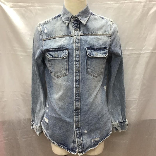 ザラ ZARA シャツ、ブラウス 長袖 デニムシャツ 長袖シャツ カラーシャツ ポケットシャツ S 無地 インディゴ / インディゴ /  メンズ USED 古着 中古 10113170