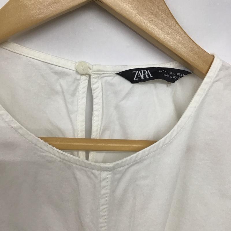 ザラ ZARA カットソー 半袖 半袖カットソー 無地Tシャツ クルーネックカットソー L 無地 白 / ホワイト /  レディース USED 古着 中古 10143831