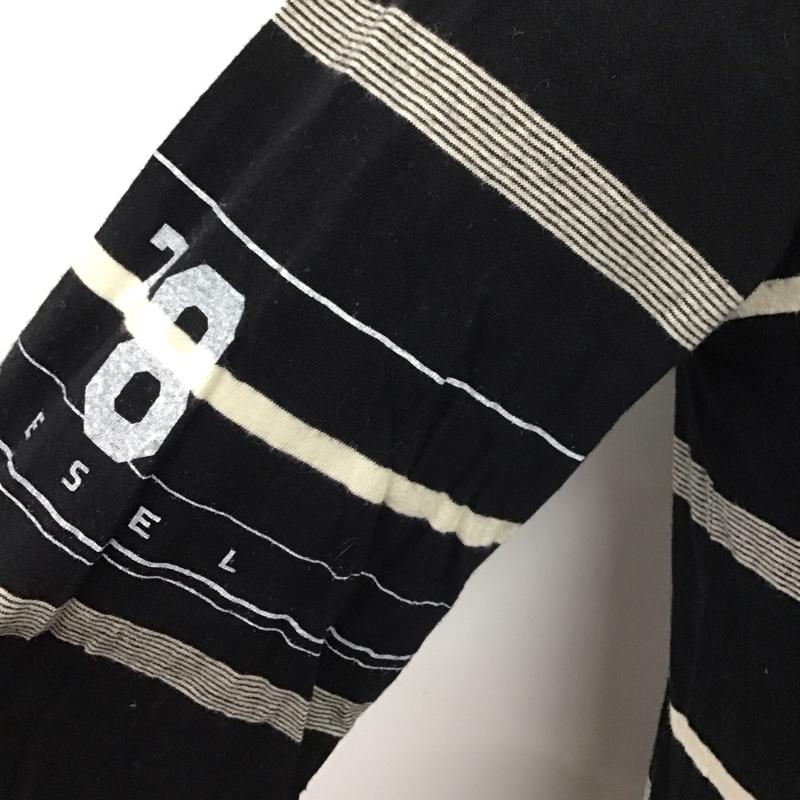 ディーゼル DIESEL カットソー 長袖 長袖カットソー カラーネックカットソー ロングスリーブカットソー プリントTシャツ L ボーダー柄 白 / ホワイト / X 黒 / ブラック /  メンズ USED 古着 中古 10124358