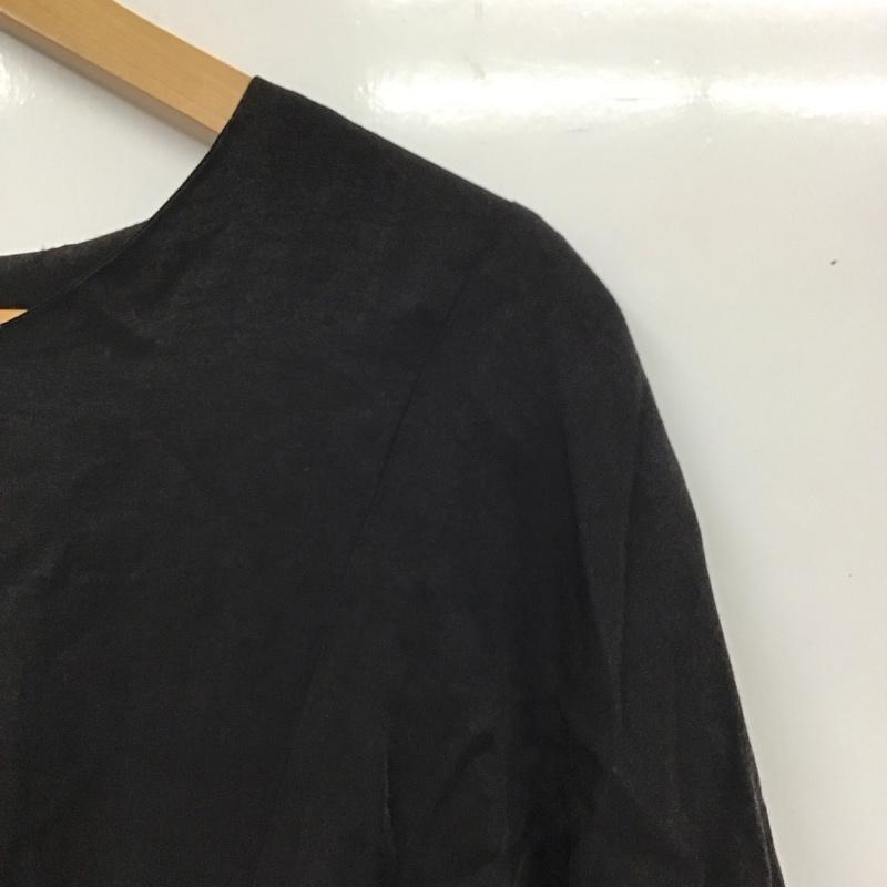 ザラ ZARA ワンピース ひざ丈スカート 長袖ワンピース フレアスカート パフスリーブ L 無地 黒 / ブラック /  レディース USED 古着 中古 10128742