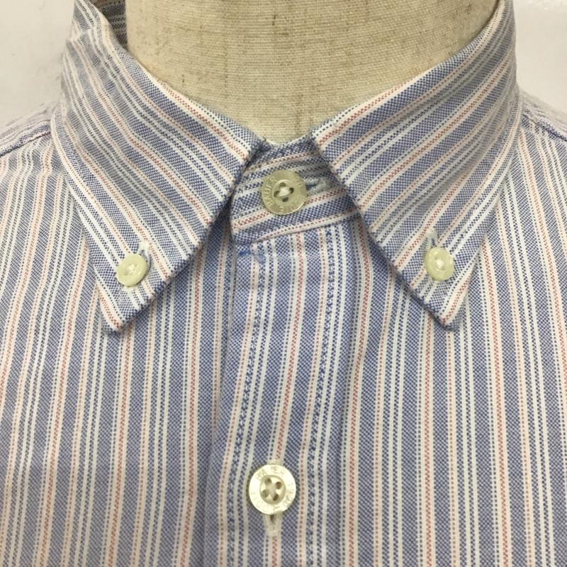 エディーバウアー Eddie Bauer シャツ、ブラウス 半袖 ボタンダウン ストライプ 胸ポケット S ワンポイント 水色 / ライトブルー / X 白 / ホワイト / X 赤 / レッド /  メンズ USED 古着 中古 10112918