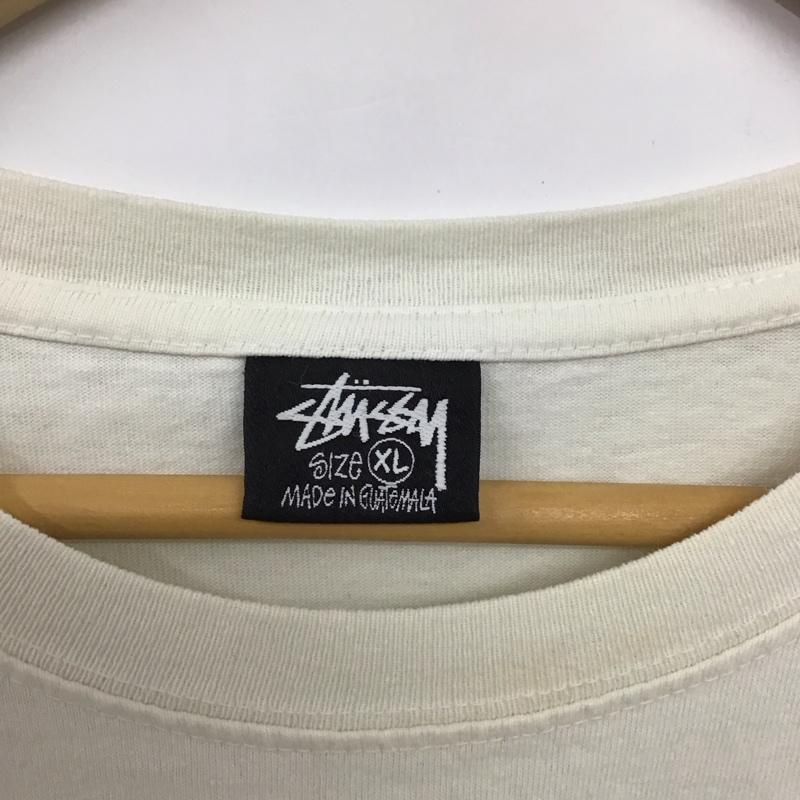 ステューシー STUSSY Tシャツ 半袖 半袖カットソー プリントTシャツ クルーネックカットソー XL プリント 白 / ホワイト /  メンズ USED 古着 中古 10133646