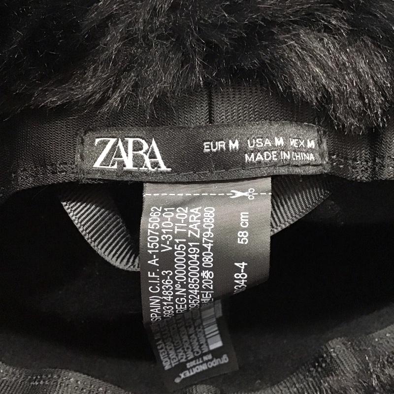 ザラ ZARA 帽子 ハット 0653 261 800 フェイクファー 無地 黒 / ブラック /  レディース USED 古着 中古 10118151