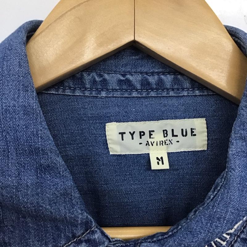 アヴィレックス AVIREX シャツ、ブラウス 長袖 長袖シャツ 無地シャツ カラーシャツ デニムシャツ M 無地 インディゴ / インディゴ /  メンズ USED 古着 中古 10135879