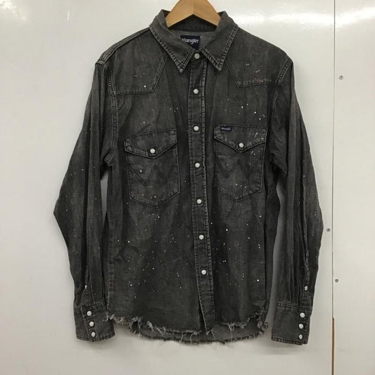 ベイフロー BAYFLOW シャツ、ブラウス 長袖 長袖シャツ 無地シャツ カラーシャツ デニムシャツ wrangler M ダメージ加工 黒 / ブラック /  メンズ USED 古着 中古 10132696