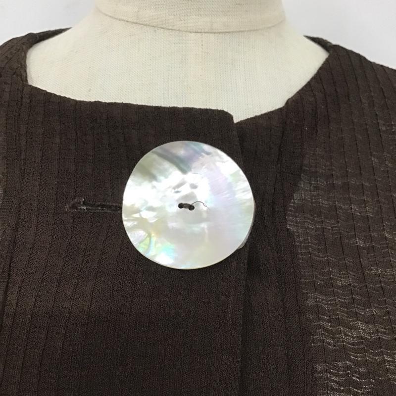 ザラ ZARA カットソー 長袖 胸ポケット 裾ギャザー 前ボタン S 無地 茶 / ブラウン /  レディース USED 古着 中古 10107155