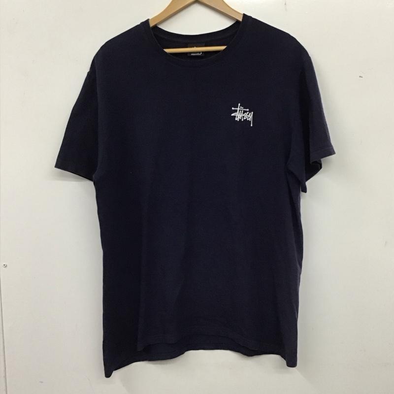 ステューシー STUSSY Tシャツ 半袖 半袖カットソー プリントTシャツ クルーネックカットソー XL ロゴ、文字 紺 / ネイビー /  メンズ USED 古着 中古 10136250