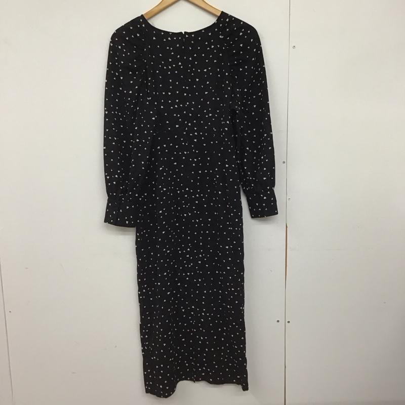 スピック＆スパン Spick & Span ワンピース ロングスカート 長袖ロングワンピース フレアスカート 総柄 38 プリント 黒 / ブラック /  レディース USED 古着 中古 10147901