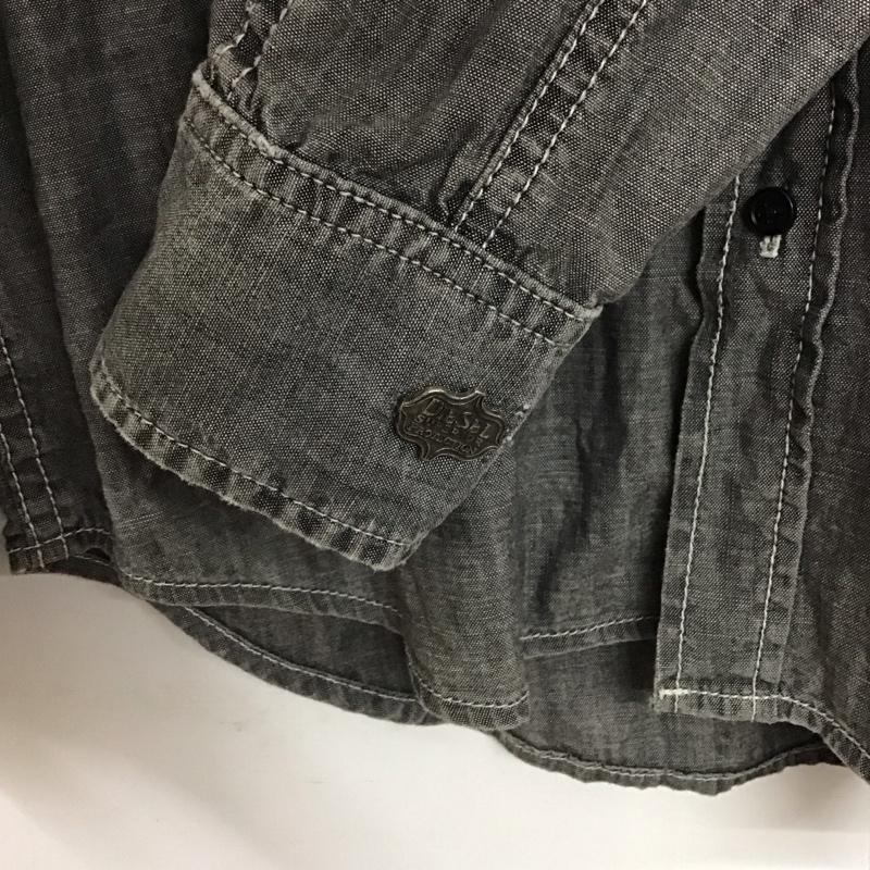 ディーゼル DIESEL シャツ、ブラウス 長袖 長袖シャツ 無地シャツ カラーシャツ L ロゴ、文字 灰 / グレー /  メンズ USED 古着 中古 10144182