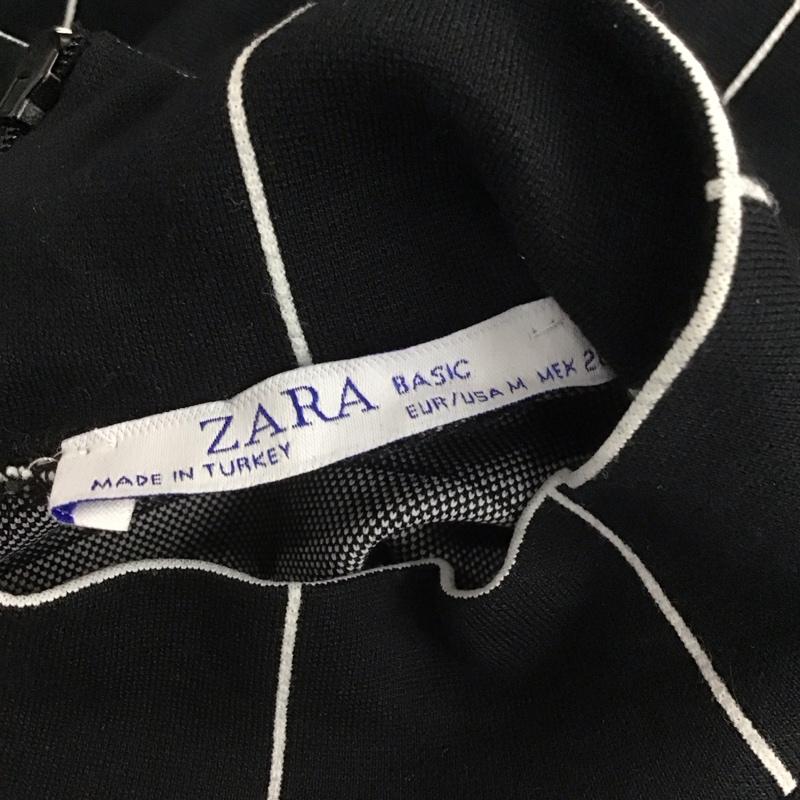 ザラ ZARA ワンピース ロングスカート 1198 635 800 半袖 スタンドネック M チェック 黒 / ブラック / X 白 / ホワイト /  レディース USED 古着 中古 10112371