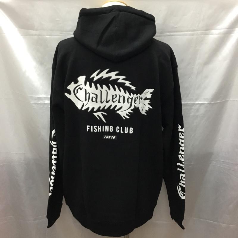 チャレンジャー CHALLENGER パーカー 長袖 CLG-CS 019-015 Fishing Club Hoodie 裏起毛 L ロゴ、文字 黒 / ブラック /  メンズ USED 古着 中古 10109685