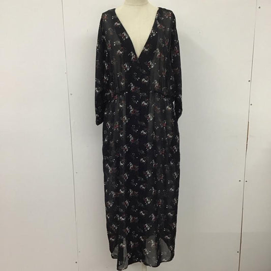 ローリーズファーム LOWRYS FARM ワンピース ロングスカート nl717003tk シフォンロングワンピース フレアスカート 前開シャツワンピース M 花柄 紺 / ネイビー /  レディース USED 古着 中古 10111518