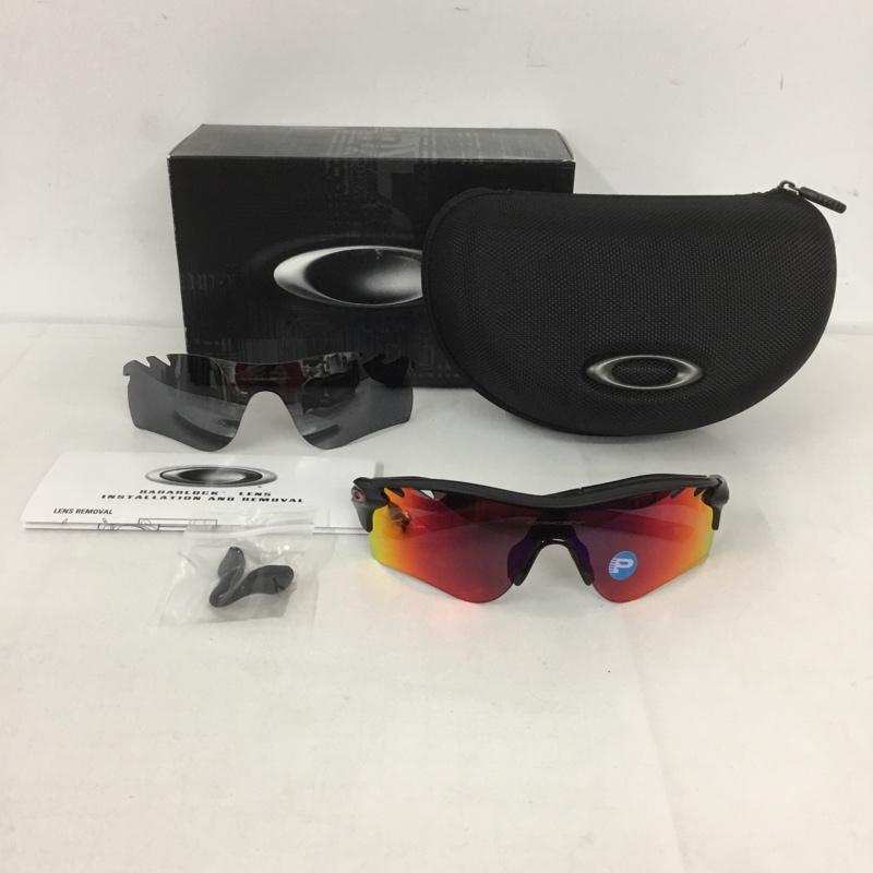 オークリー OAKLEY めがね・サングラス サングラス OO9181-23 131 RADARLOCK ミラーレンズ スポーツサングラス 箱有 ロゴ、文字 黒 / ブラック / X 赤 / レッド /  メンズ USED 古着 中古 10126879