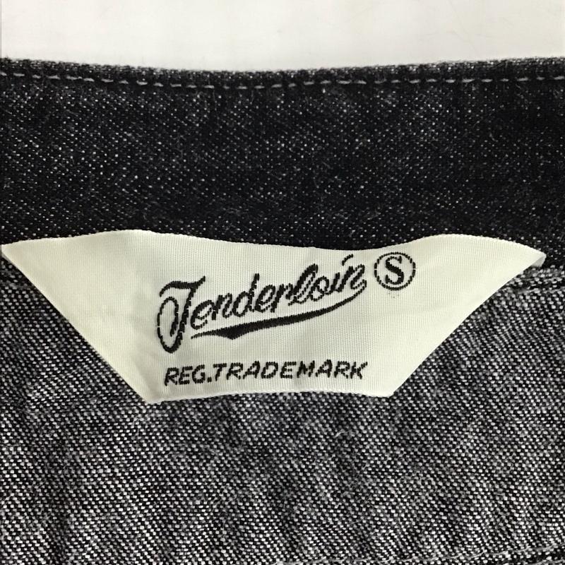 テンダーロイン TENDERLOIN シャツ、ブラウス 長袖 長袖シャツ デニムシャツ カジュアルシャツ ノーカラーシャツ S ロゴ、文字 黒 / ブラック /  メンズ USED 古着 中古 10109804