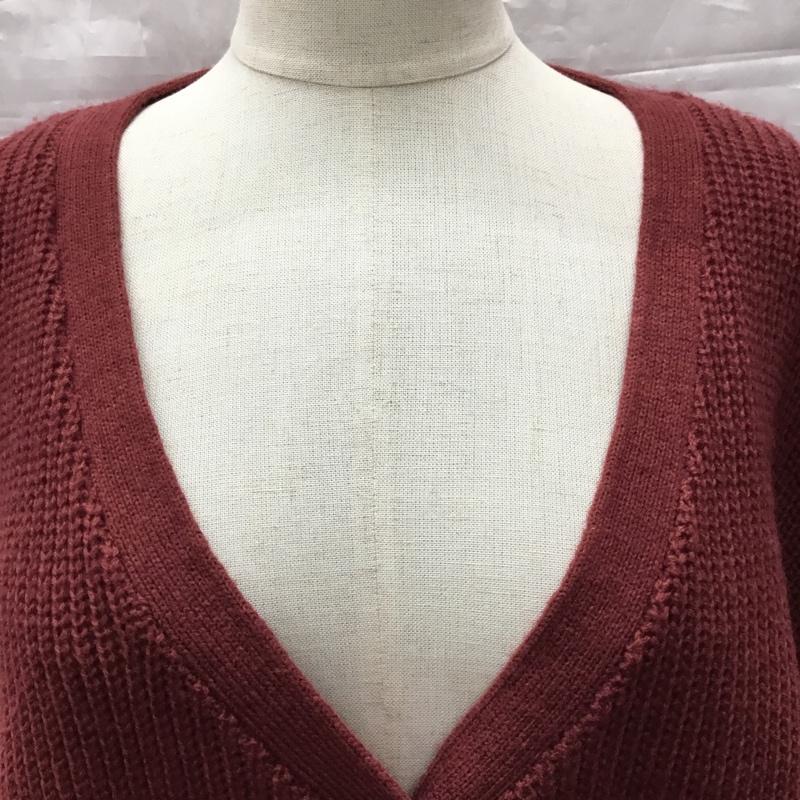 ジーナシス JEANASIS カーディガン 長袖 JS261215MC Vネック ボリュームスリーブ 無地 えんじ / ワインレッド /  レディース USED 古着 中古 10118037