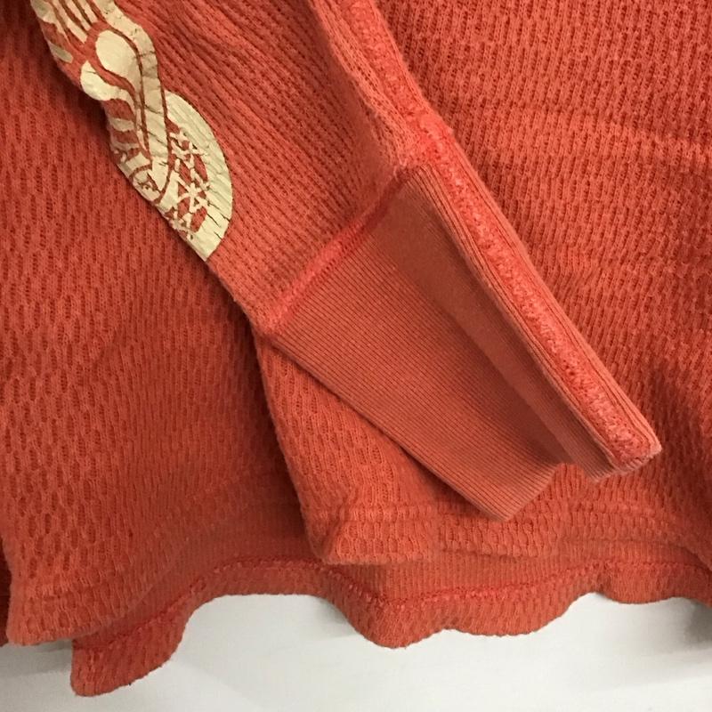 フラットヘッド The Flat Head カットソー 長袖 長袖カットソー プリントカットソー クルーネック ワッフル 42 ロゴ、文字 橙 / オレンジ /  メンズ USED 古着 中古 10137093