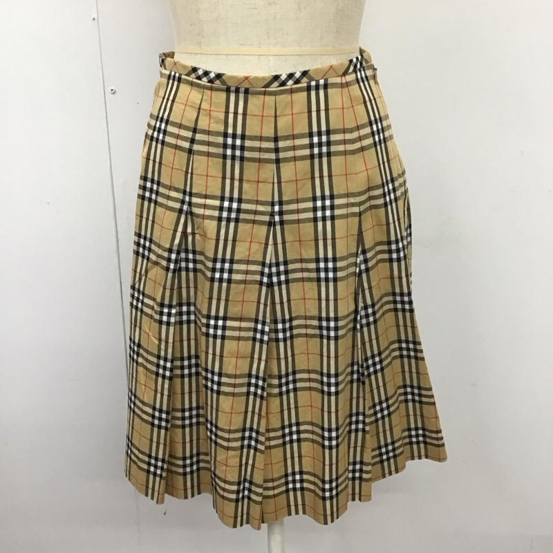 バーバリーブルーレーベル BURBERRY BLUE LABEL スカート ひざ丈スカート FX541-214 プリーツ 36 チェック ベージュ / ベージュ / X 白 / ホワイト / X 黒 / ブラック / X 赤 / レッド /  レディース USED 古着 中古 10110912