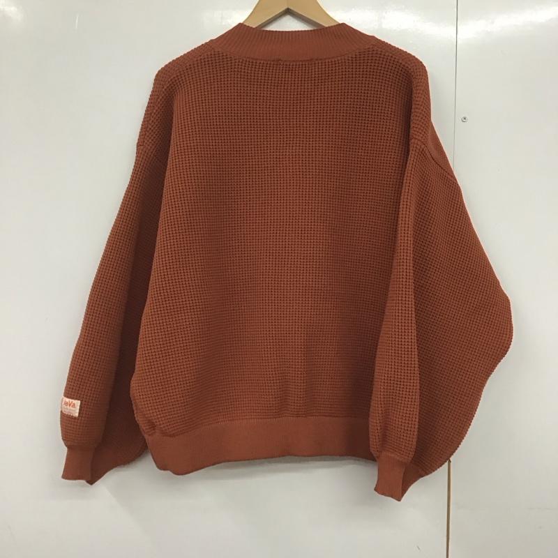 ジャバ Java カーディガン 長袖 長袖ニットカーディガン 前ボタン ノーカラー L 無地 橙 / オレンジ /  レディース USED 古着 中古 10142650