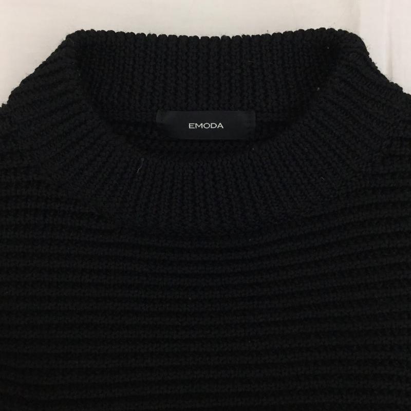 エモダ EMODA ニット、セーター 長袖 FREE 無地 黒 / ブラック /  レディース USED 古着 中古 10137909