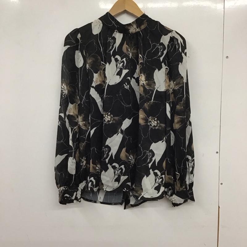 リエンダ rienda シャツ、ブラウス 長袖 110EA630-1040 アートフラワーボウタイブラウス FREE 総柄 黒 / ブラック /  レディース USED 古着 中古 10136848