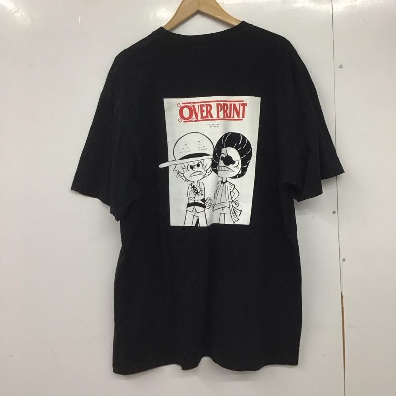 オーバープリント over print Tシャツ 半袖 半袖カットソー プリントTシャツ クルーネックカットソー XL ロゴ、文字 黒 / ブラック /  メンズ USED 古着 中古 10145725