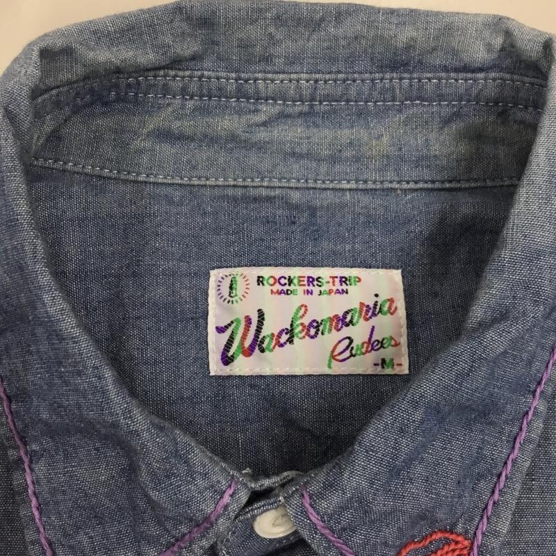 ワコマリア WACKO MARIA シャツ、ブラウス 長袖 長袖シャツ カラーシャツ ポケットシャツ 長袖カットソー 刺繍シャツ M ロゴ、文字 インディゴ / インディゴ /  メンズ USED 古着 中古 10117575