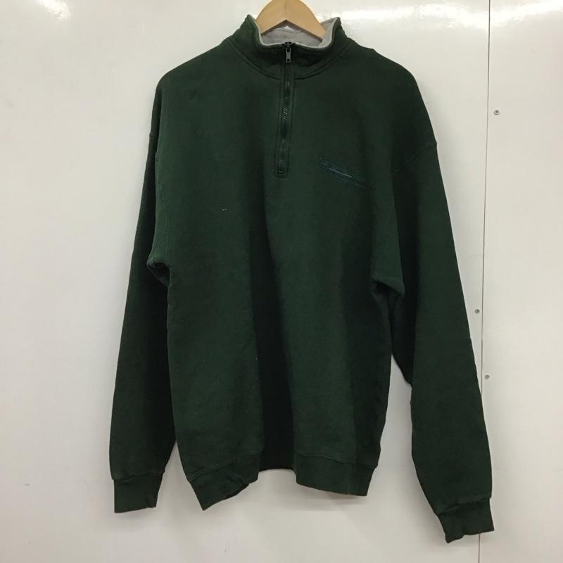 フルーツオブザルーム FRUIT OF THE LOOM トレーナー 長袖 長袖トレーナー スウェット スタンドネック プルオーバー XL ロゴ、文字 緑 / グリーン /  メンズ USED 古着 中古 10137259