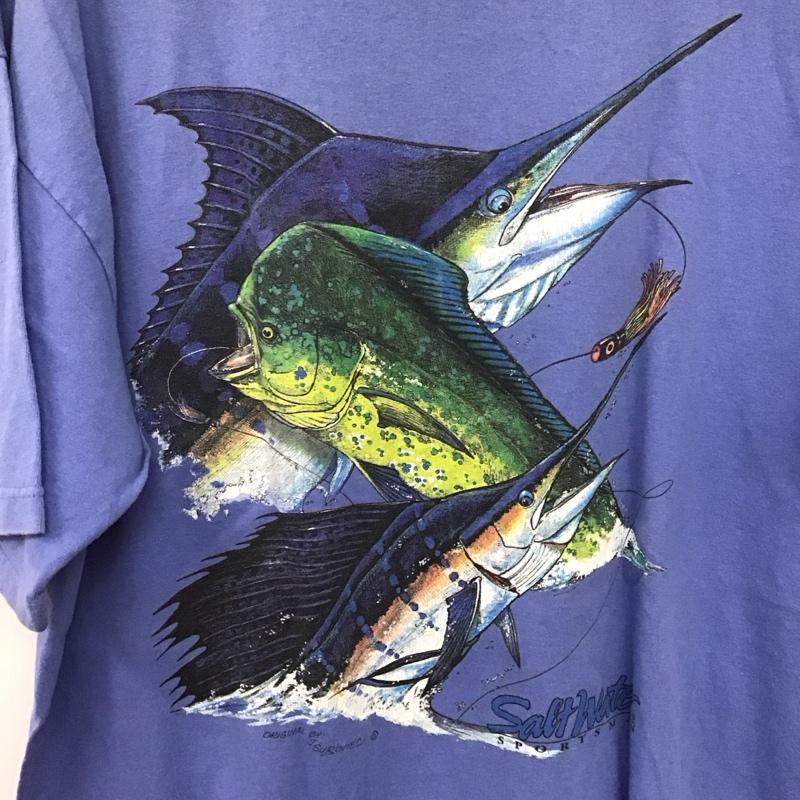 古着 USED Tシャツ 半袖 半袖カットソー プリントTシャツ クルーネックカットソー XL プリント 青 / ブルー /  メンズ USED 古着 中古 10132088