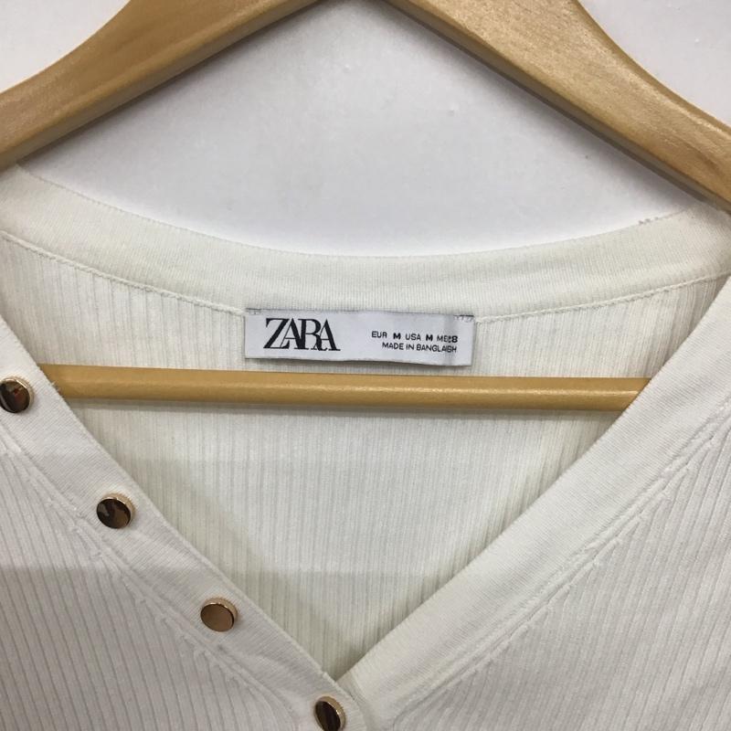 ザラ ZARA カーディガン 長袖 M 無地 白 / ホワイト /  レディース USED 古着 中古 10142257