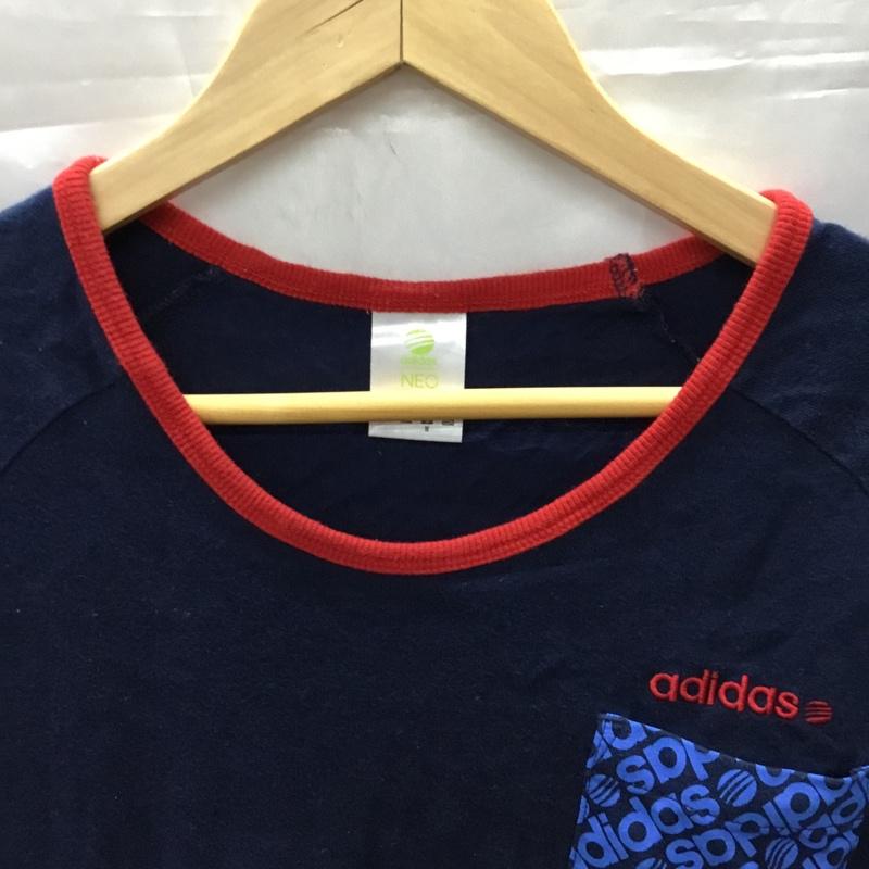アディダス adidas Tシャツ 半袖 M ロゴ、文字 紺 / ネイビー /  メンズ USED 古着 中古 10110688