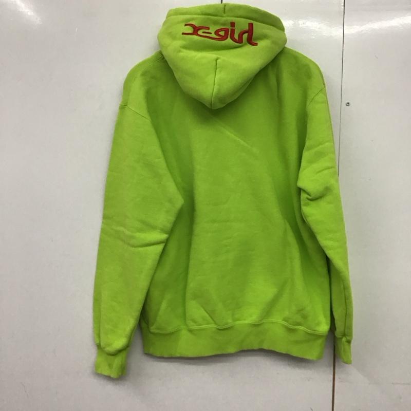 エックスガール X-girl パーカー 長袖 CWSQ112 Champion 2 ロゴ、文字 X プリント 黄緑 / イエローグリーン /  レディース USED 古着 中古 10141827