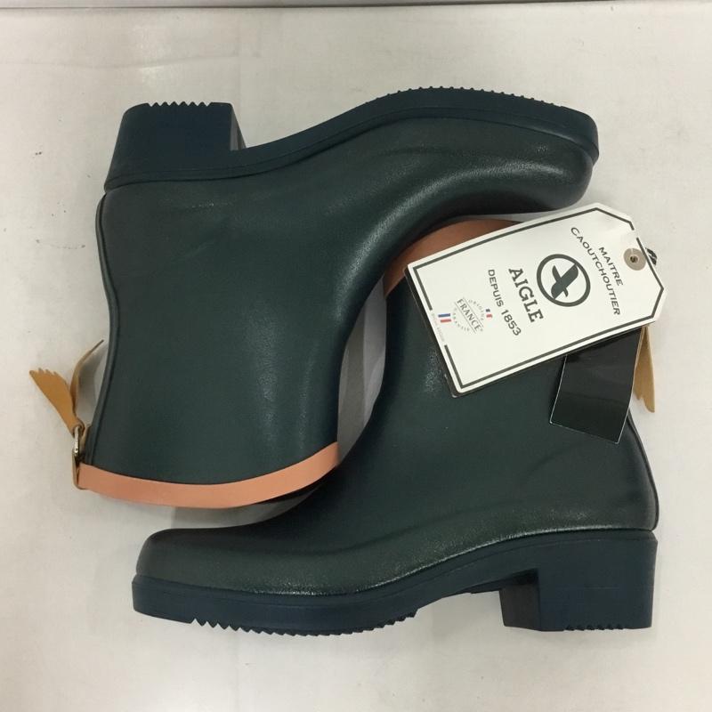 エーグル AIGLE 長靴、レインシューズ 長靴、レインシューズ ZZF8404 ラバーミドルブーツ MS JULIETTE BOT タグ付き 36 ロゴ、文字 緑 / グリーン /  レディース USED 古着 中古 10135744