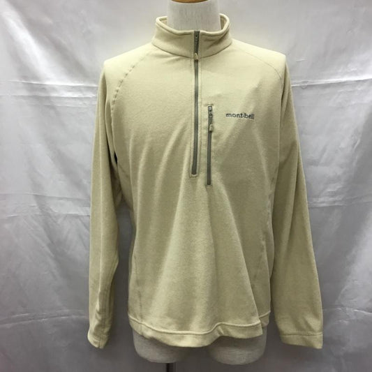 モンベル mont-bell トレーナー 長袖 1104983 シャミース プルオーバー フリース ハーフジップ L ロゴ、文字 ベージュ / ベージュ /  メンズ USED 古着 中古 10109051