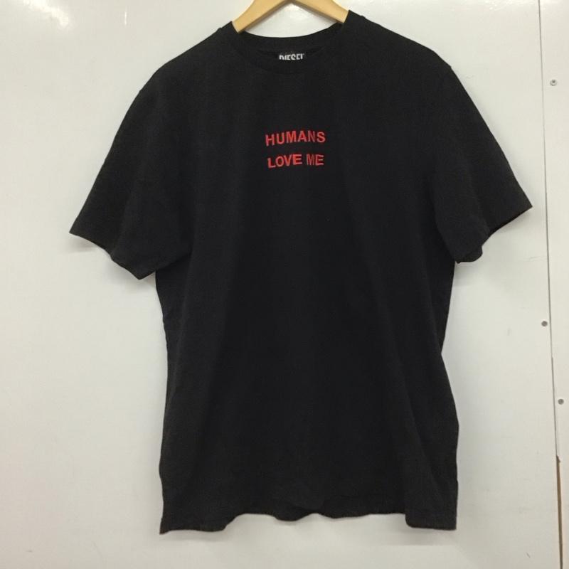 ディーゼル DIESEL Tシャツ 半袖 半袖カットソー プリントTシャツ クルーネックカットソー XL ロゴ、文字 黒 / ブラック /  メンズ USED 古着 中古 10145054