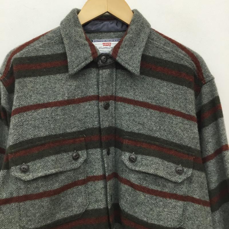リーバイス Levi s シャツ、ブラウス 長袖 54762-59 90s L ボーダー柄 緑 / グリーン / X 橙 / オレンジ /  メンズ USED 古着 中古 10143569