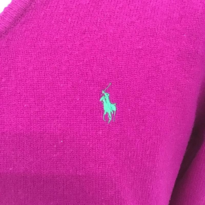 ポロバイラルフローレン Polo by RALPH LAUREN ニット、セーター 長袖 長袖ニットカットソー ニット セーター Vネックニット L ロゴ、文字 紫 / パープル /  メンズ USED 古着 中古 10120628