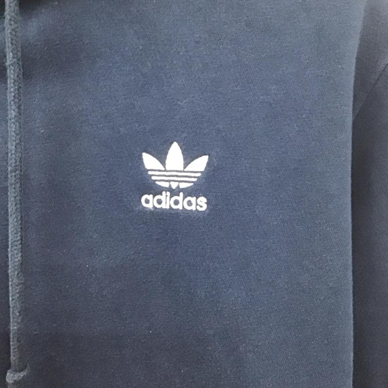 アディダス adidas パーカー 長袖 長袖パーカー プルオーバーパーカー スウェット M ロゴ、文字 紺 / ネイビー /  メンズ USED 古着 中古 10131463