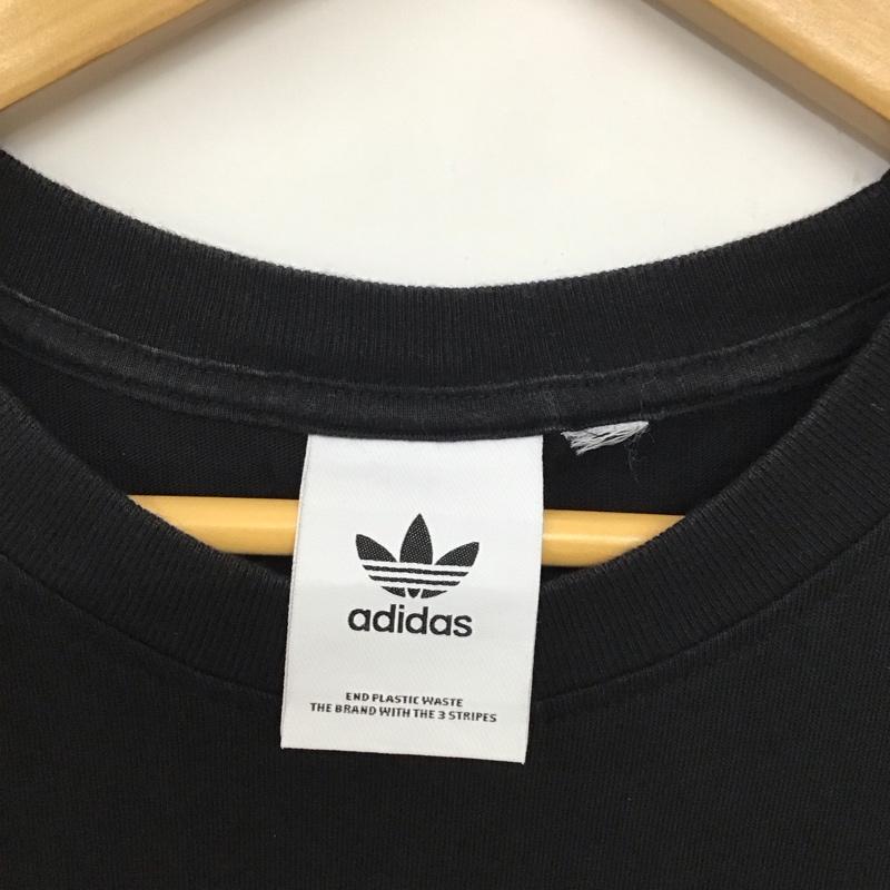 アディダス adidas Tシャツ 半袖 半袖カットソー プリントTシャツ クルーネックカットソー プリント 黒 / ブラック /  メンズ USED 古着 中古 10133706