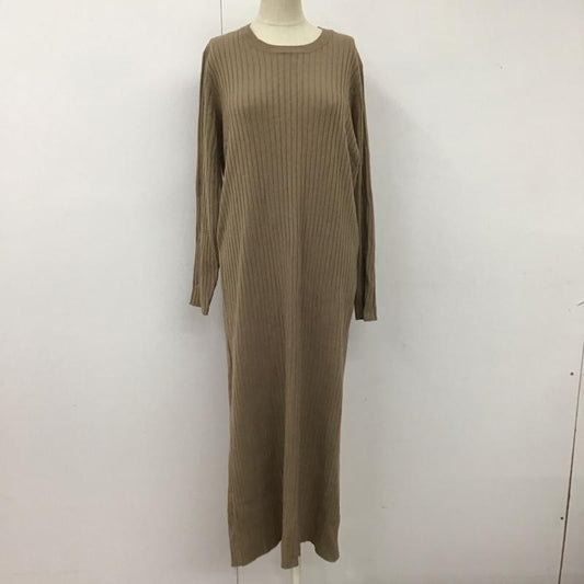 ナノユニバース nano・universe ワンピース ロングスカート ニットワンピース 長袖 リブ 38 無地 ベージュ / ベージュ /  レディース USED 古着 中古 10114772
