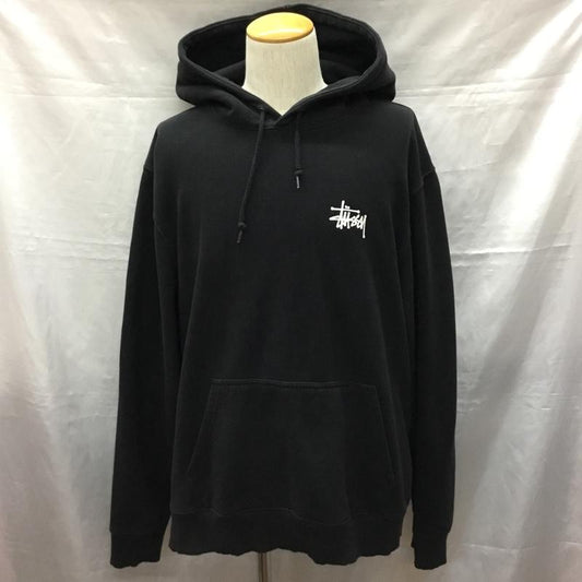 ステューシー STUSSY パーカー 長袖 長袖パーカー フード付きパーカー プリントスウェット トレーナー XL ロゴ、文字 黒 / ブラック /  メンズ USED 古着 中古 10120078