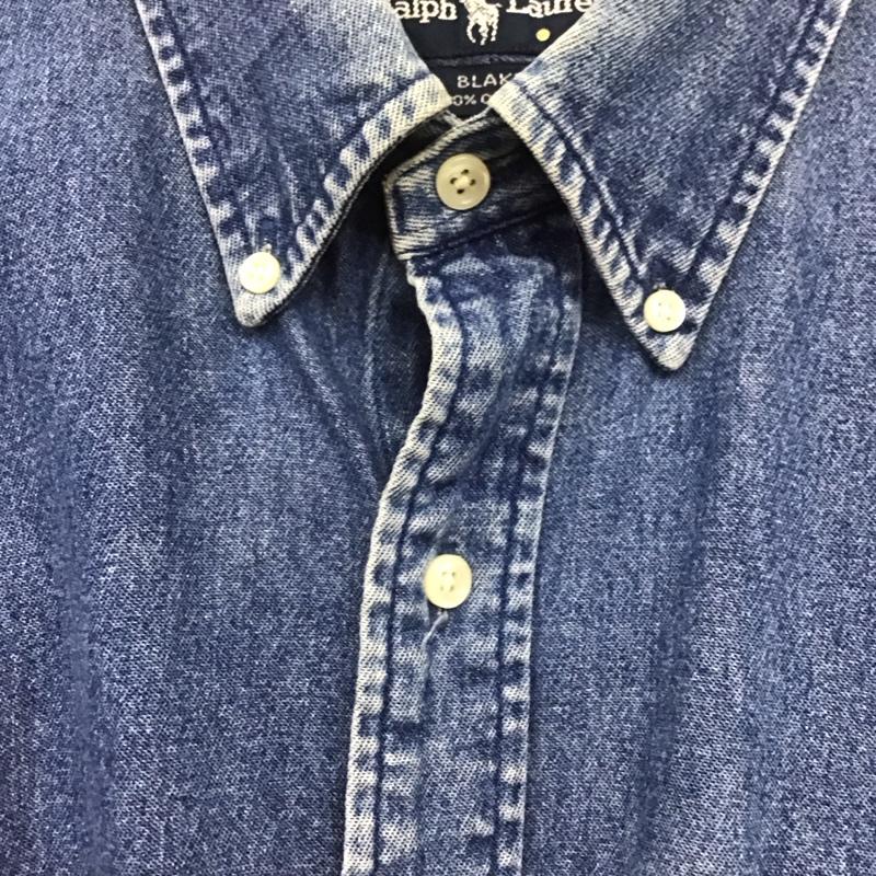 ラルフローレン RALPHLAUREN シャツ、ブラウス 長袖 長袖シャツ 無地シャツ カラーシャツ デニムシャツ ロゴ、文字 インディゴ / インディゴ /  メンズ USED 古着 中古 10141815