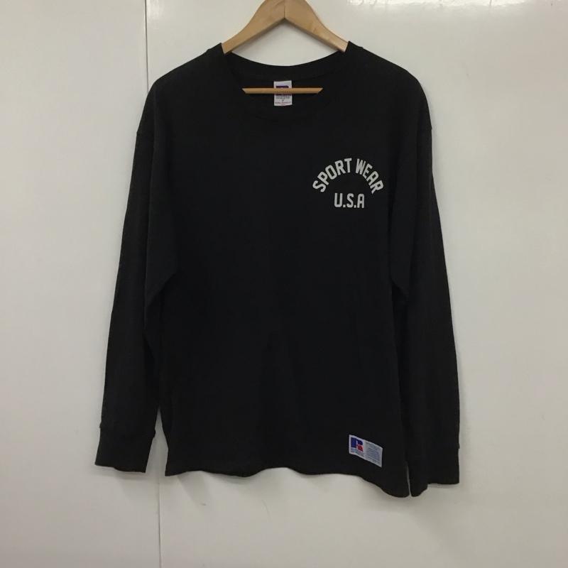ラッセル RUSSELL カットソー 長袖 長袖カットソー プリントカットソー クルーネック FREE ロゴ、文字 黒 / ブラック /  メンズ USED 古着 中古 10130700