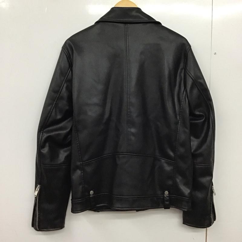 ザラ ZARA ジャケット、上着 ジャンパー、ブルゾン ジップアップ フェイクレザーライダース アウター L 無地 黒 / ブラック /  メンズ USED 古着 中古 10150614