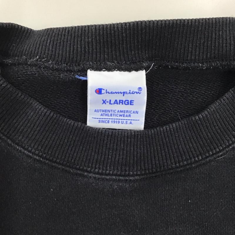 チャンピオン Champion トレーナー 長袖 C3-Q002 クルーネック スウェット XL ロゴ、文字 黒 / ブラック /  メンズ USED 古着 中古 10121196