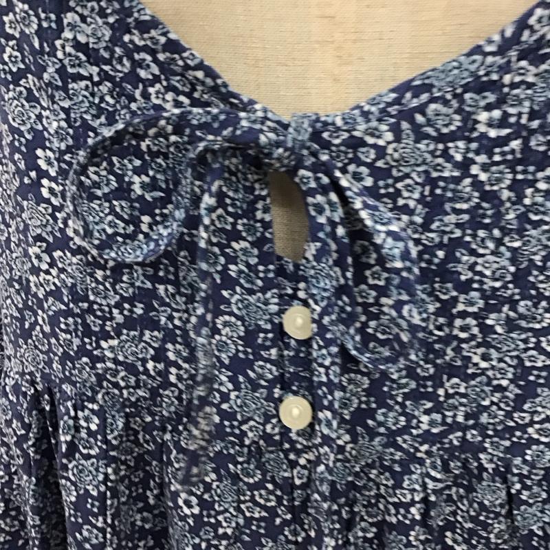 デニムアンドサプライラルフローレン DENIM & SUPPLYRALPHLAUREN ワンピース ひざ丈スカート 288653135001 Uネック 半袖 XS 花柄 青 / ブルー /  レディース USED 古着 中古 10118832